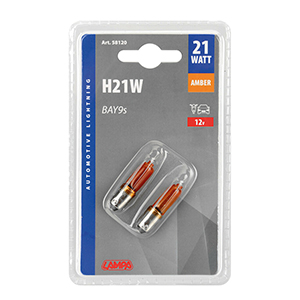 2V Halogen micro lamp - H21W - 21W - BAY9s - 2 pcs - D/Blister - Ambe in the group Headlights / Lightning / Halogen bulb at  Professional Parts Sweden AB (339958120)