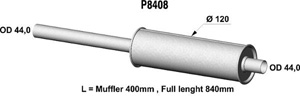 Universal muffler in the group Exhaust parts / Universal Muffler at  Professional Parts Sweden AB (P8408)